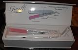 Ginalli Milano Tourmaline Professional Hair Straightener Dual Voltage 120v-230v White 100 % Crystal Ceramic Plates Compact Size Light Flip Curly Hair in Seconds.