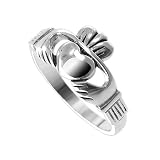 Sterling Silver 10mm Claddagh Heart Polished Finish 2mm Wide Band Ring Size 5, 6, 7, 8, 9, 10