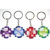 Casino Authentic Clay Poker Chip Keychains - 4 Pieces