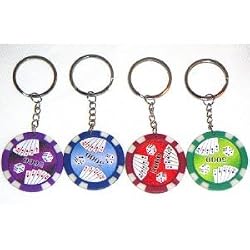 Casino Authentic Clay Poker Chip Keychains - 4 Pieces