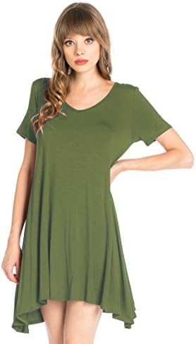 ALYGNE Womens "Blake" Stretchy Flowy Short Sleeve Tunic Dress FERN-M