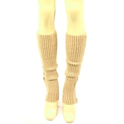 Winter Ski Ribbed Knit Leg Warmers Dancer Zipper Khaki