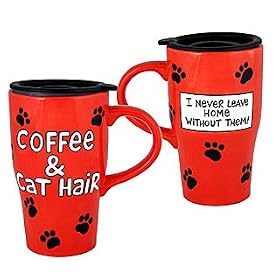 Coffee and Cat Hair Travel Mug by Our Name is Mud