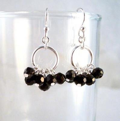 Click here to buy Genuine Stone Cluster Circle Sterling Silver Earrings.