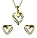 9ct Gold Ladies Diamond Heart Pendant and Earring Set 18