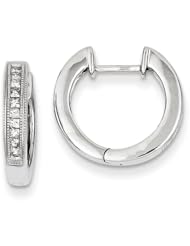 14k White Gold Diamond Hoop Earrings