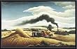Art Poster Metal Framed Print - Threshing Wheat - Artist: Thomas Hart Benton- Poster Size: 30 X 18