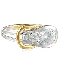 18k Yellow Gold Plated Sterling Silver Simulated Diamond Knot Ring