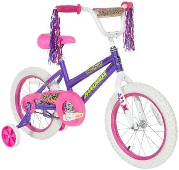 Magna Girls' 16" Cheerleader Bicycle, With Training Wheels, Height Adjustble Padded Seat, Rear Coaster Brakes, BMX Fork