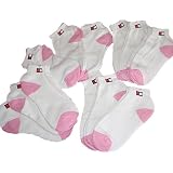 BULK 12 Pair/Dozen Ladies Teen Pink Heel & Toe Quality Anklet Socks