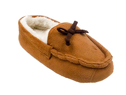 Toddler Boys Microsuede Moccasin Slippers with Faux Fur Lining (Little Kid)