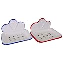 Enameled old style Graniteware French soap dish: blue or red trim