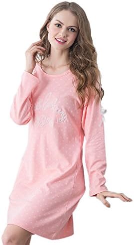 Sangreen Womens Long Sleeve Sleep Skirt Loungewear Pajamas Pink M