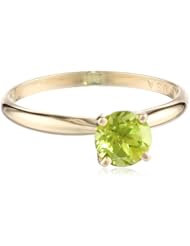 14k Gold Round Peridot Gemstone Solitaire Ring (0.80 ct)
