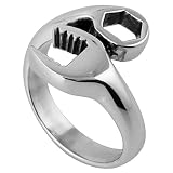 316L Stainless Steel Wrench Design Ring - Size 9