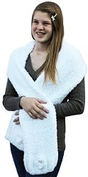 Handmade Extra Large Scarf and Shawl - Utah in White (100% Knitted By Hand with Crocheted Flowers)