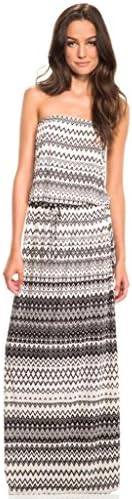 Elan Women's Zigzag Strapless Black/White Large Maxi