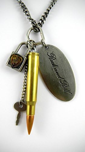 Rocker Jewelry Rock n Roll Bullet and Lock Pendant Combo