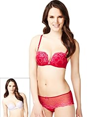 2 Pack Limited Collection Floral Embroidered Push-Up A-DD Bras