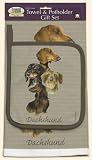 David Kiphuth Dog Breed Kitchen Towel and Potholder Set-Dachshund