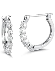 0.43 Cts Diamond Huggie Earrings in 18K White Gold