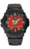 Frontier Combat Watch with Black Case, Red US Marines Dial, and PU Strap