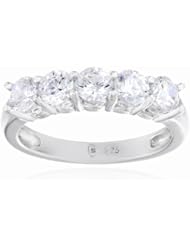 Sterling Silver Swarovski Zirconia 1cttw Round 5 Stone Anniversary Ring