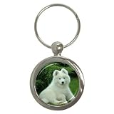 Samoyed Puppy Key Chain (Round)