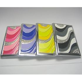 Buy 4 Mixed Color Crystal Wave Business Card Cases (Black, Purple, Pink and Yellow) : ID Wallet... by SilverHooks