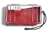 Pelican 1060 Red Clear Micro Case with Clear Lid and Carabiner