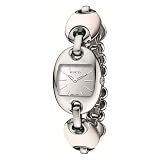 Gucci Women`s YA121515 Marina Chain Small White Ceramic and Steel Bracelet Watch