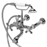 American Bath Factory F1-1136-CH-F9-9400-MX-CH F1-1136 Wall Mount Bathtub Faucet, Metal Cross Handle