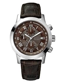 Guess #U12574G2 Men's Chronograph Leather Strap Watch