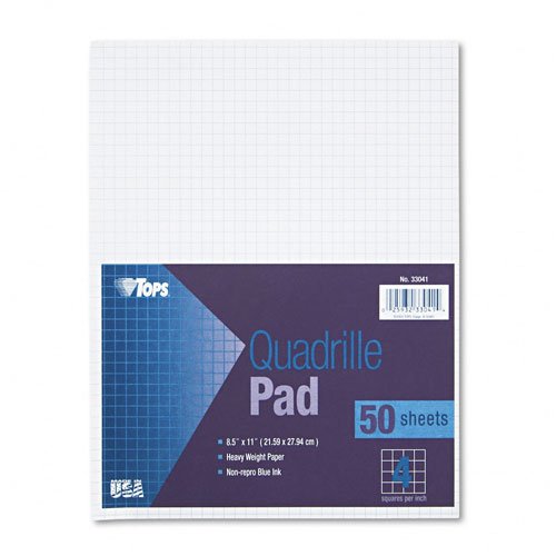 TOPS® Quadrille Pads - Four Squares Per Inch - 8-1 2 x 11 - White - 50 Sheets Pad Image TOPS® Quadrille Pads - Four Squares Per Inch - 8-1 2 x 11 - White - 50 Sheets Pad