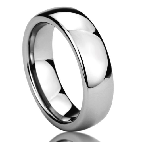 6MM Stainless Steel Wedding Band Ring High Polished Classy Domed Ring (6 to 14) For Unisex Men & Women