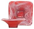 Colorful Recycled Art Glass Small Watermelon Red Wing Bowl 7 1/2"D, 2 1/2"H