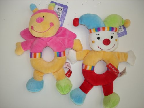 Baby Plush Ring Rattle - Bumblebee and Bear Clown, 2 Pcs/set