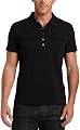 Calvin Klein Men's Slub Cotton 2 Pocket Polo,Black,Large