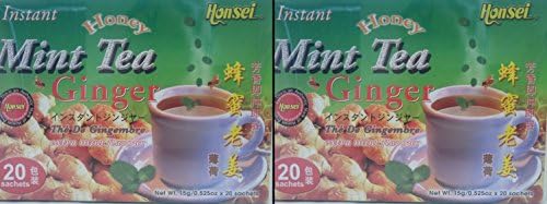 Honsei Instant Ginger Honey Tea (20 Sachets) 18 G/0.63oz - (Pack of 2)