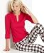 Nautica Knit Giftables Henley Waffle Knit Top and Printed Jersey Drawstring Pant