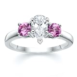 1.50 CT PEAR DIAMOND W ROUND PINK SAPPHIRE RING 18K