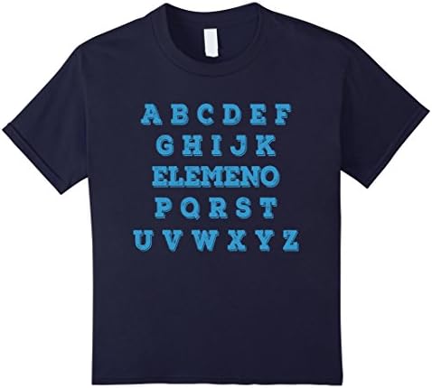 Kids A B C D E F G H I J K ELEMENO P Funny Alphabet Shirt 4 Navy