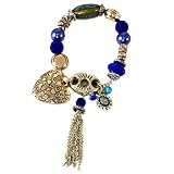 Murano Glass Brilliant Blue Bracelet Metal Bead Evil Eye Protection By Bucasi