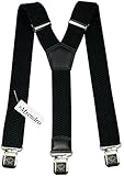 Mens Suspenders Wide Adjustable and Elastic Braces Y Shape with Very Strong Clips - Heavy Duty