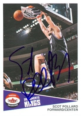 Scot Pollard Autographed/Hand Signed Basketball card (Sacramento Kings) 2002 Fleer Shoebox Collectio