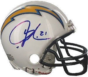 Ladainian Tomlinson Autographed/Hand Signed San Diego Chargers Mini Helmet minor smudge- Tomlinson H