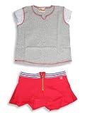Mish Mish - Toddler Girls 2-Piece Short Set, Grey, Red