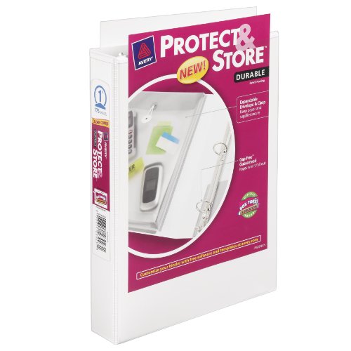 Avery Protect and Store View Binder with 1 Inch EZ-Turn Ring, 5.5 x 8.5 Inches, White (23011)