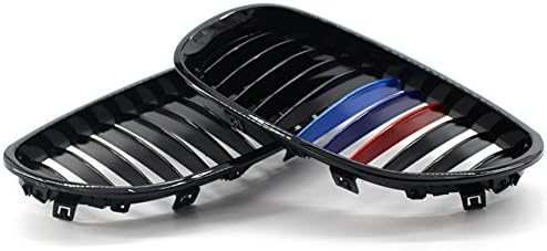 Kidney Euro Left & Right Front Center Kidney Grill Front Grille Grill for BMW E60 E61 5 Series 2003-2010 Saloon 520i 530i 525i 523Li 530Li (Gloss Black M Color)