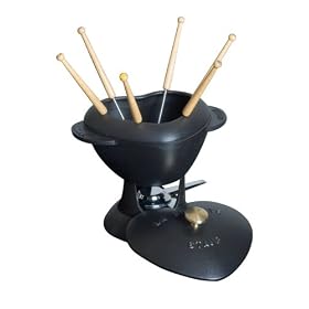 Staub Heart Shaped Fondue Set, Black Matte by Staub